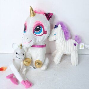 Mixed Plush Unicorn Stuffed Animal Toy Lot of 3 White Pink Gray Classic Toy Soft